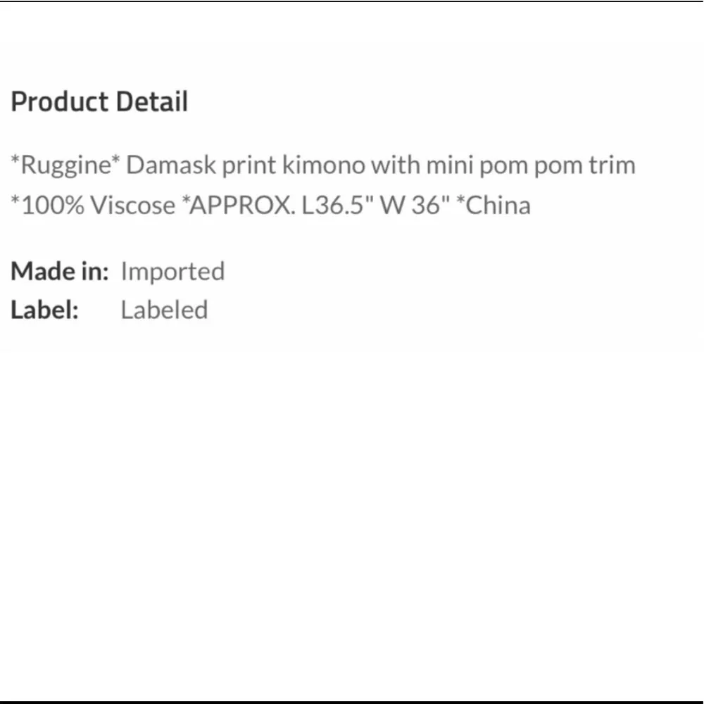 New! Ruggine Damask Print Pom Pom Trim Viscose Lightweight Kimono Coverup Top - Picture 6 of 6